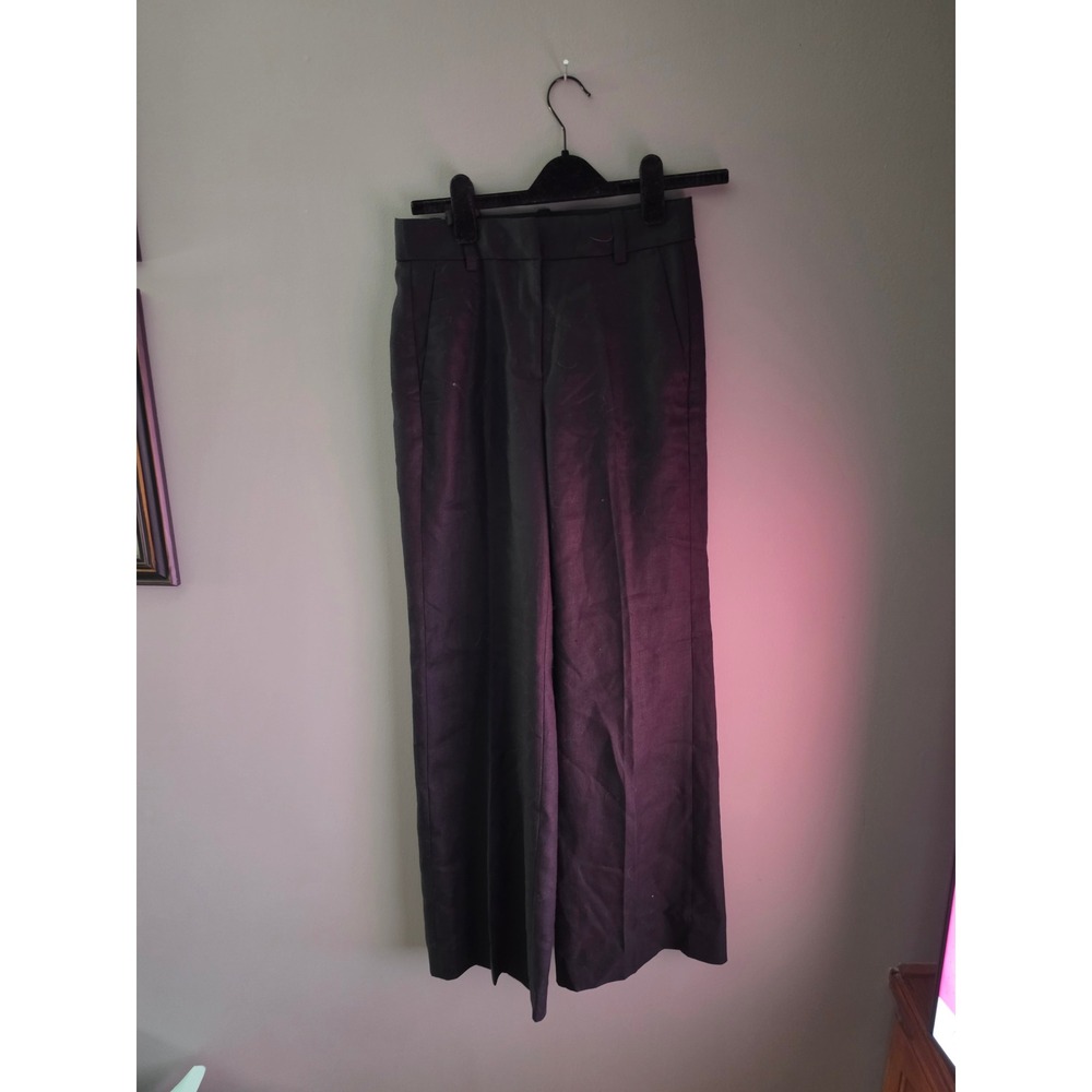 J.Crew Womens Black Linen Blend Wide Leg Trousers High Rise Dress Pants Size 00